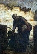Honore  Daumier Laundress on the Quai d'Anjou Sweden oil painting artist
